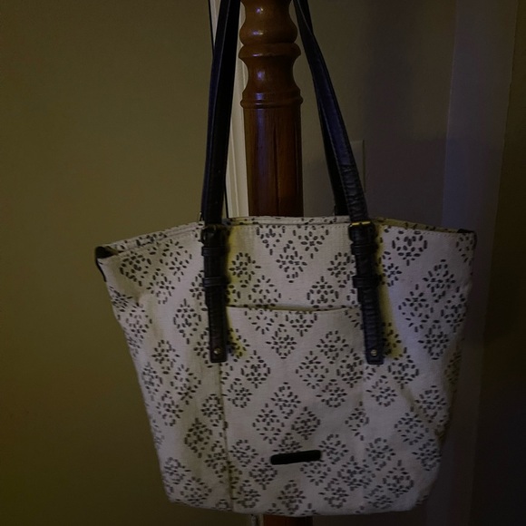 Lucky Brand Brown and Cream Casual Tote Bag Sturdy Structured Boho Western Fun - Picture 1 of 7